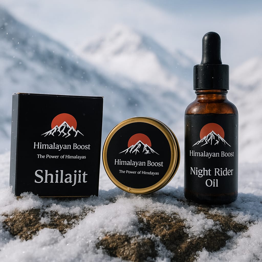Himalayan Boost Pure Shilajit Resin &amp; Night Rider Massage Oil Combo Pack